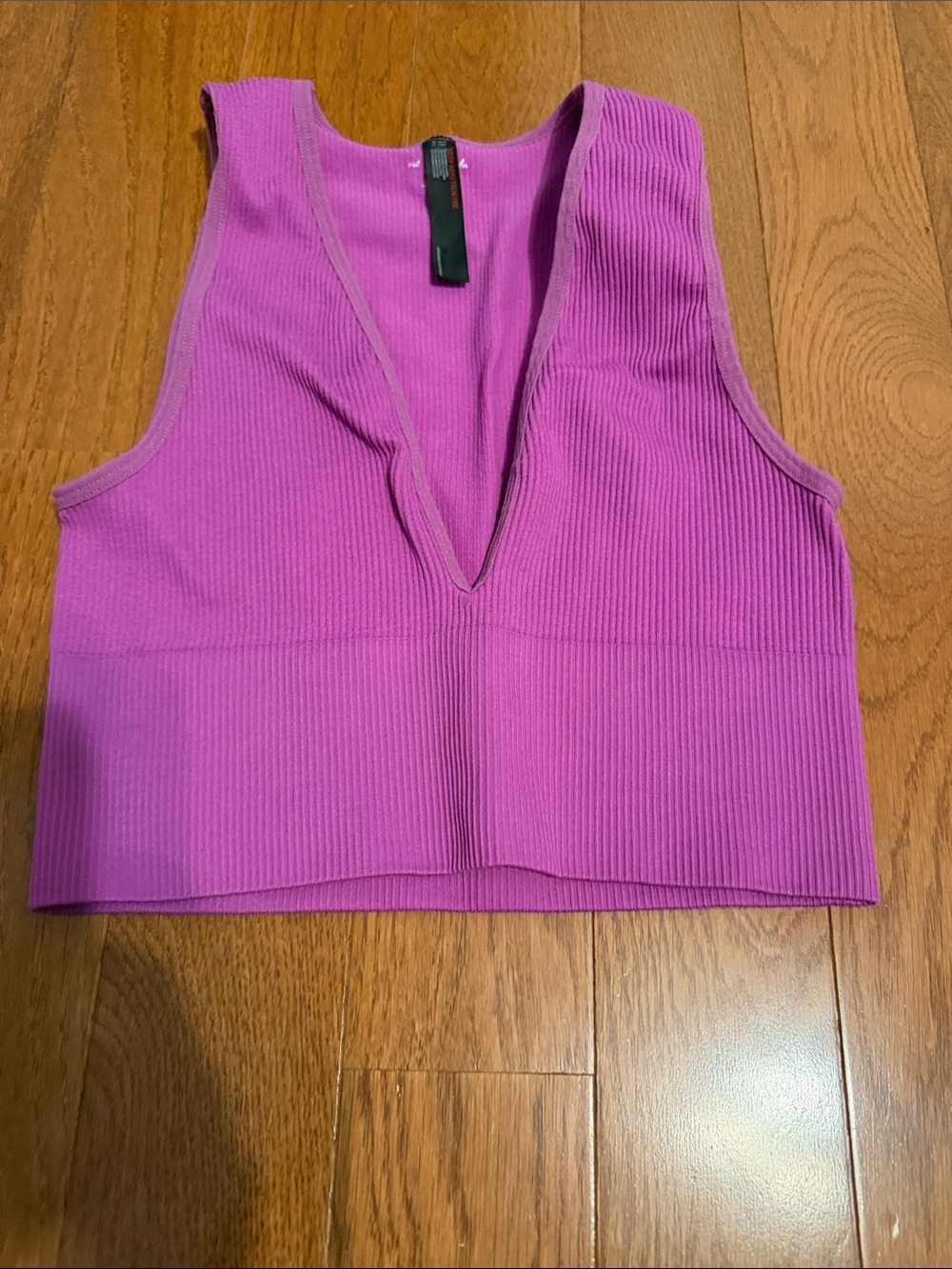 FP Movement by Free People Ribbed V-Neck Crop Tank - Fuchsia